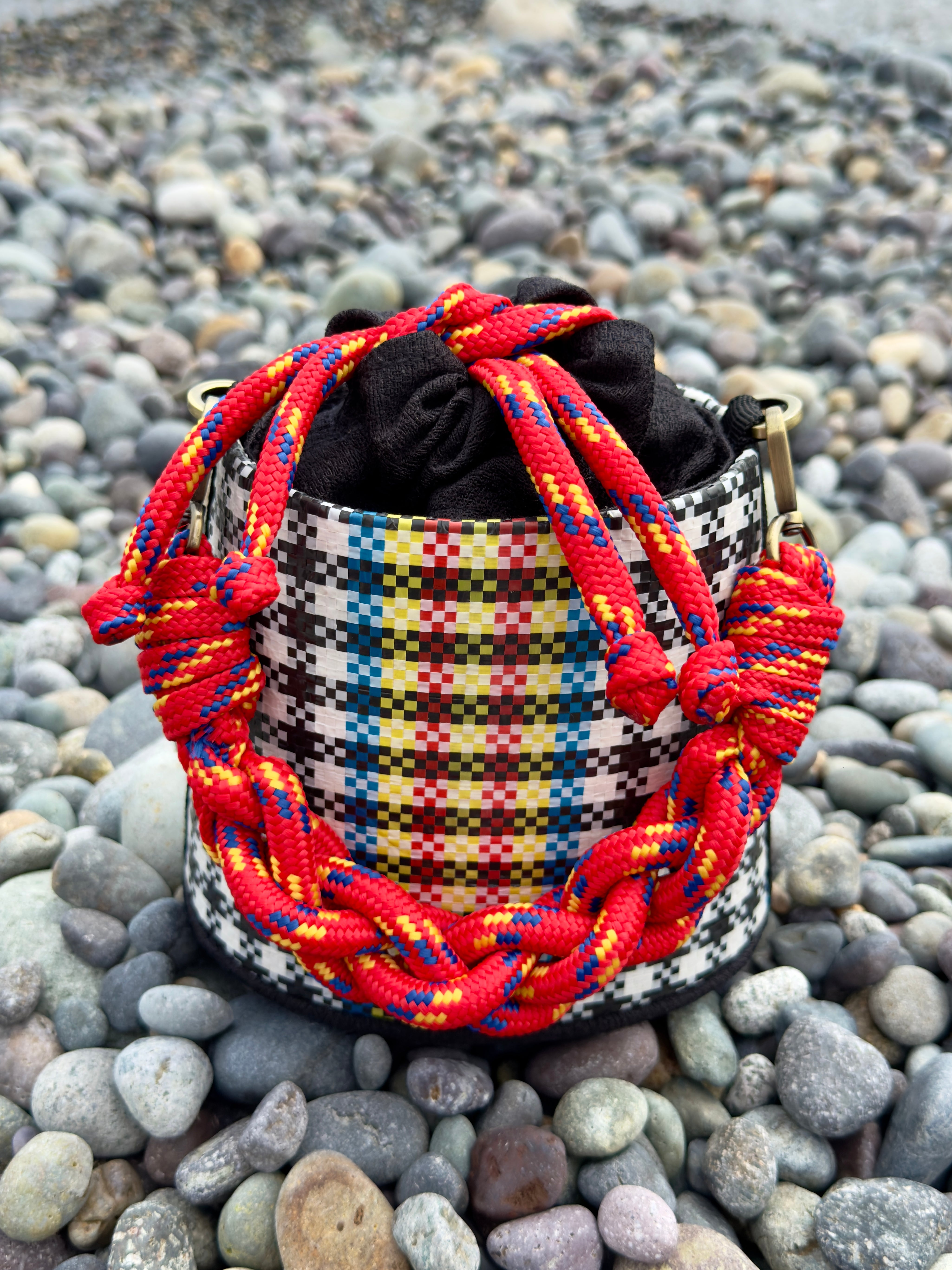 Large Black & White Bucket Bag